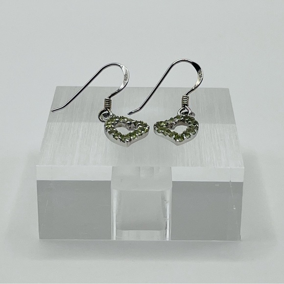 Elegant Natural Peridot Sterling Silver Dangle Earrings - Picture 4 of 5
